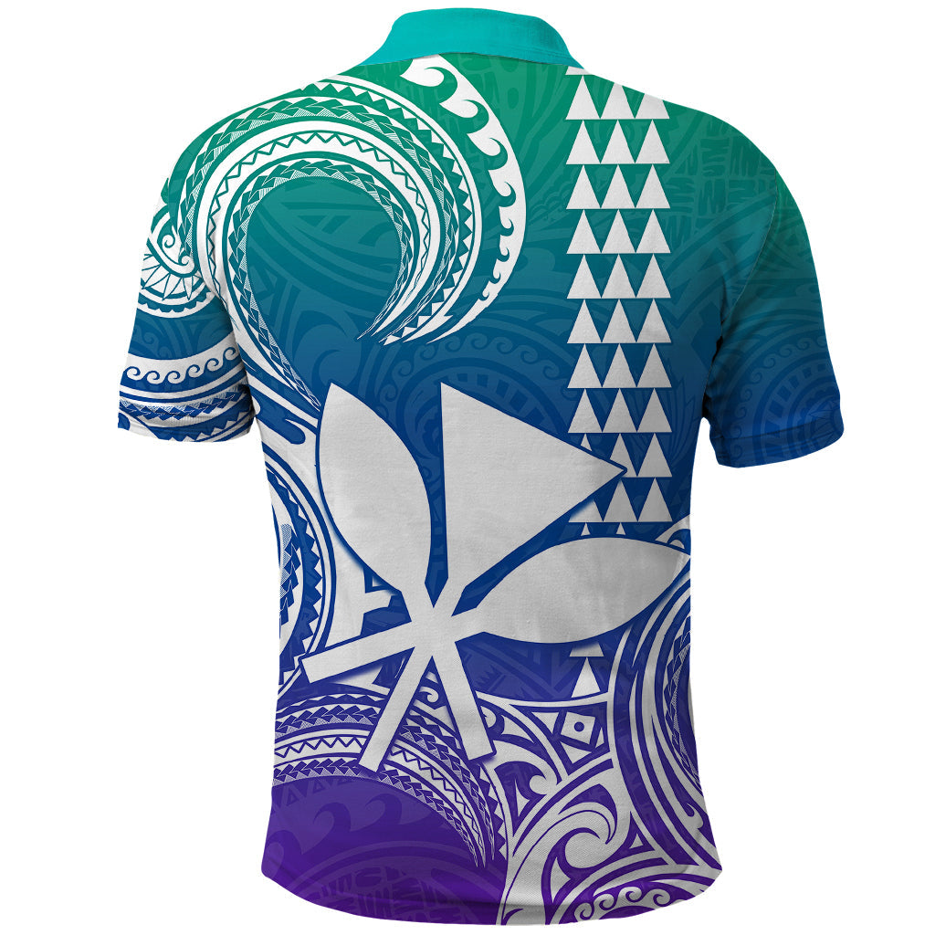 Custom Hawaii Polo Shirt Paradise of the Pacific Tribal Kakau for King Kamehameha Day - Gradient LT9
