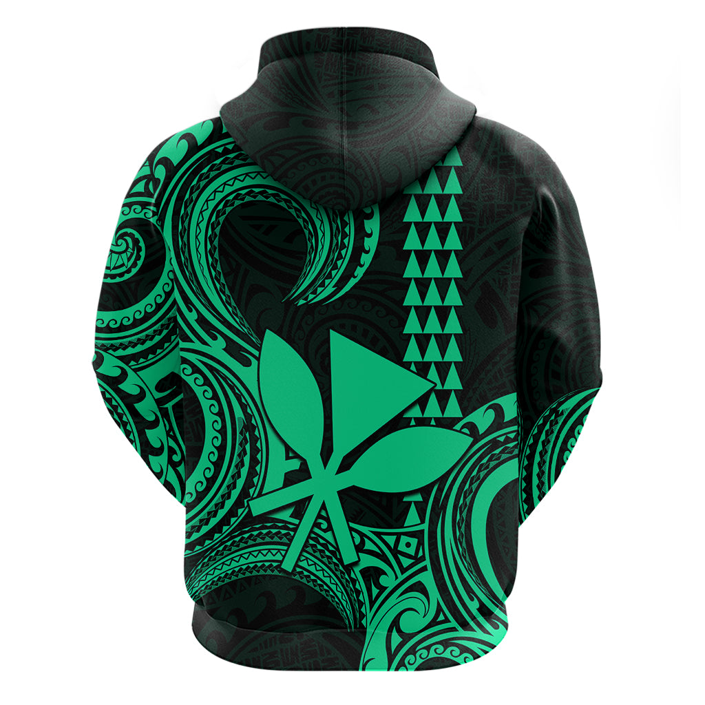 Custom Hawaii Hoodie Paradise of the Pacific Tribal Kakau for King Kamehameha Day - Green LT9