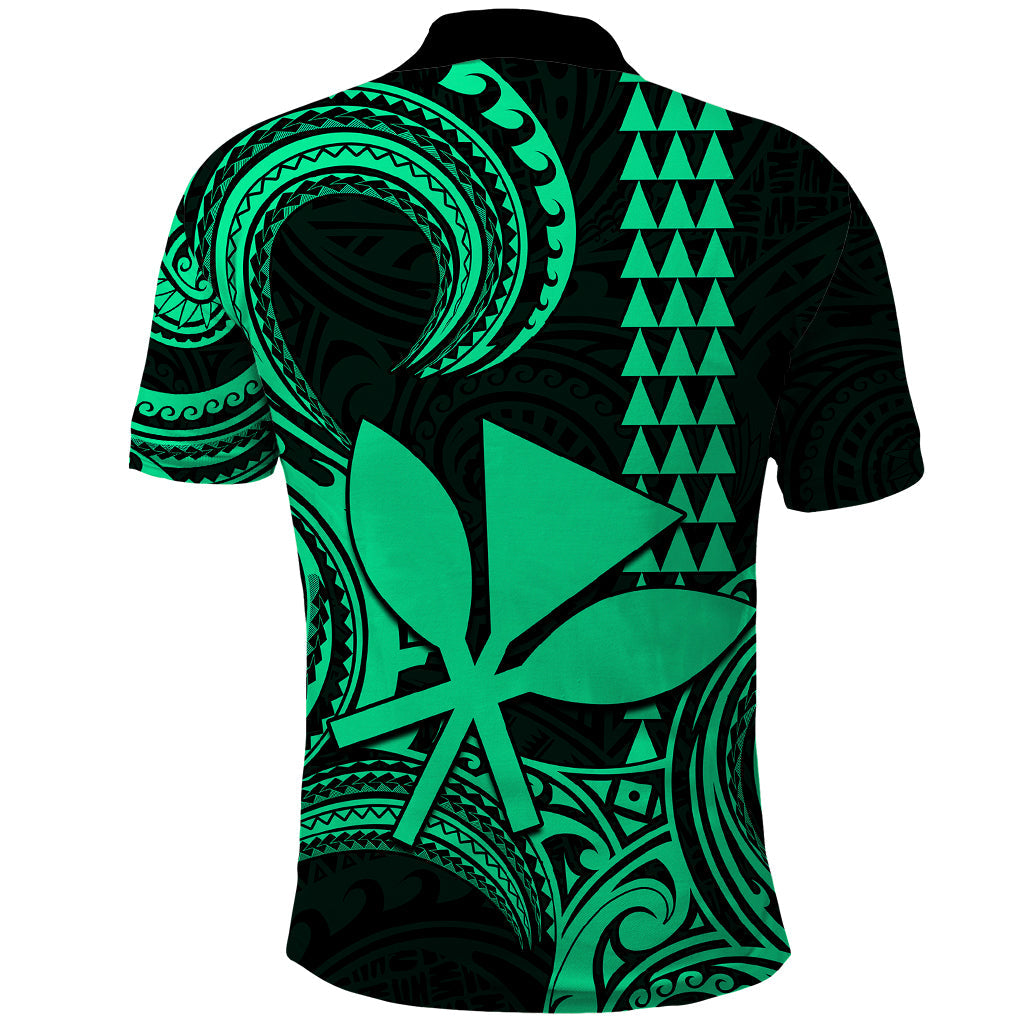 Custom Hawaii Polo Shirt Paradise of the Pacific Tribal Kakau for King Kamehameha Day - Green LT9