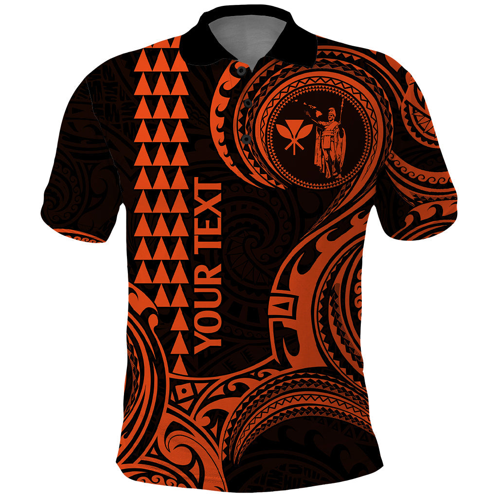 Custom Hawaii Polo Shirt Paradise of the Pacific Tribal Kakau for King Kamehameha Day - Orange LT9