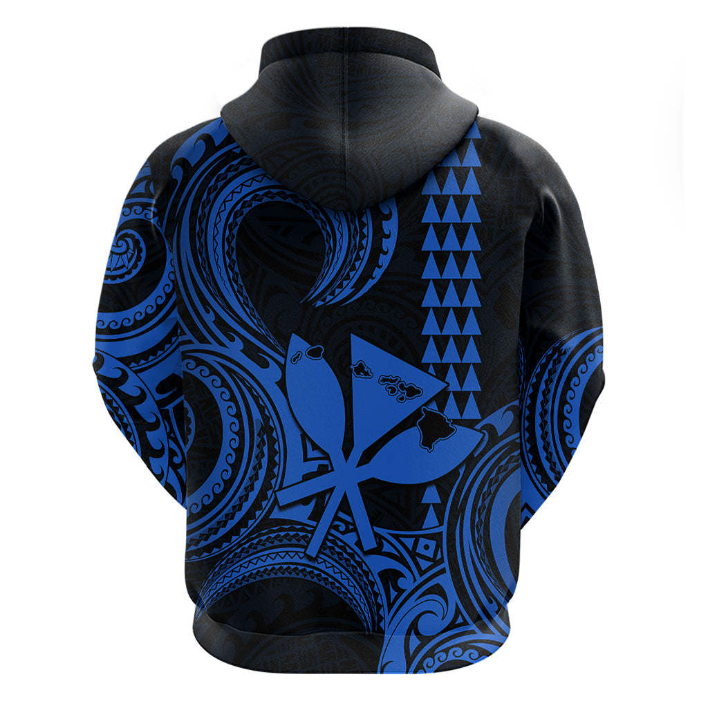 Custom Happy King Kamehameha Day Hawaii Hoodie Paradise of the Pacific Tribal Kakau with Kanaka Maoli - Blue LT9