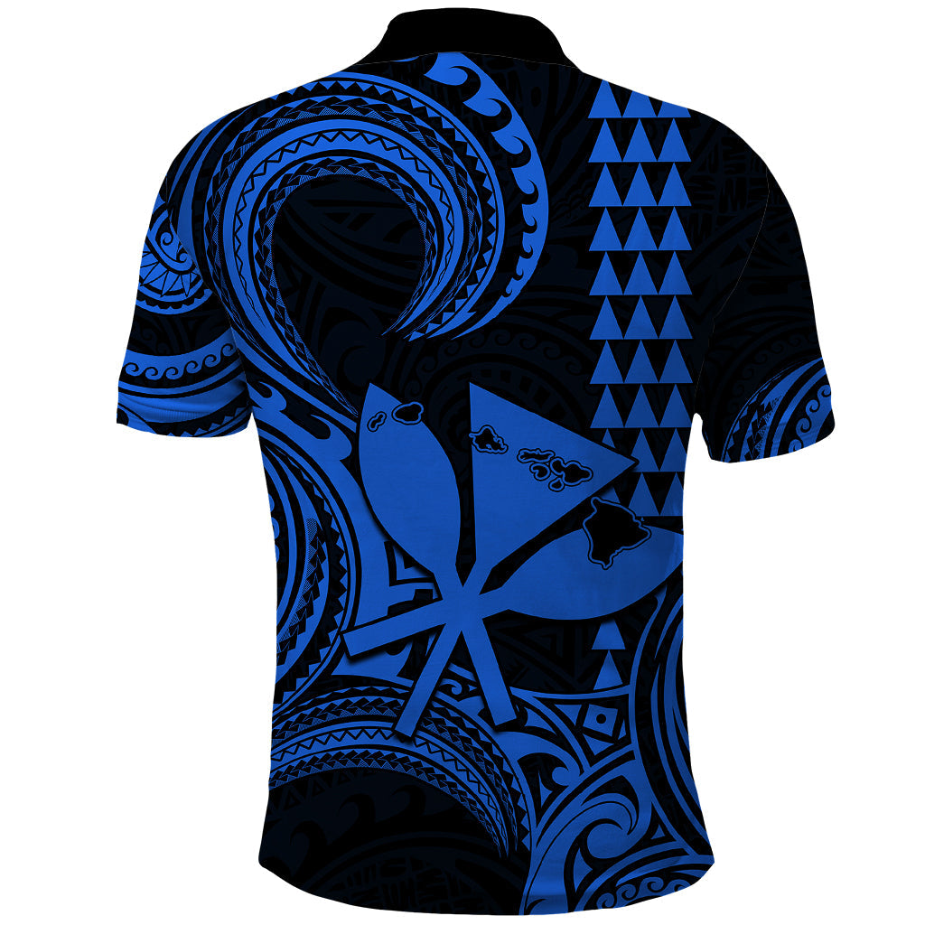 Custom Happy King Kamehameha Day Hawaii Polo Shirt Paradise of the Pacific Tribal Kakau with Kanaka Maoli - Blue LT9
