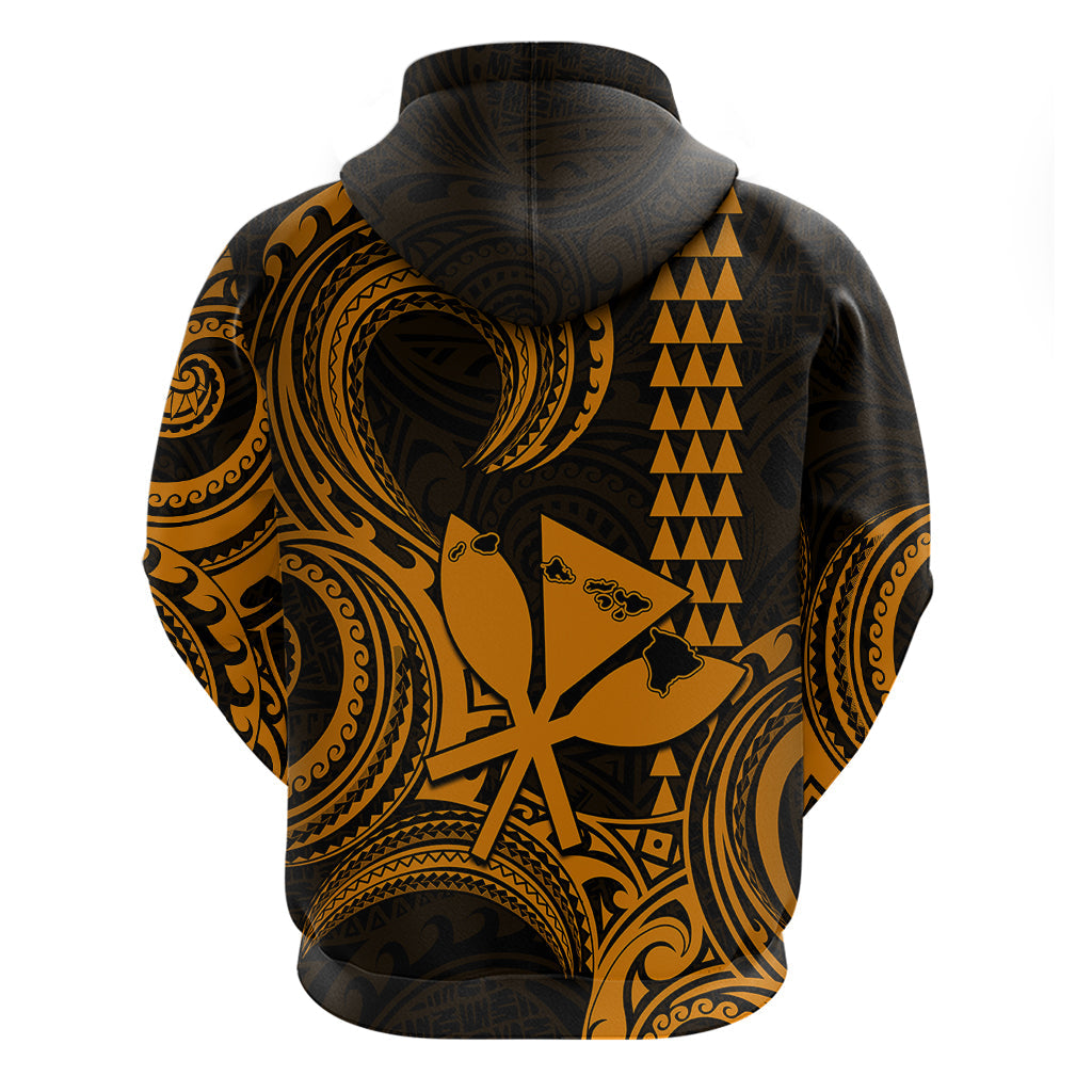 Custom Happy King Kamehameha Day Hawaii Hoodie Paradise of the Pacific Tribal Kakau with Kanaka Maoli - Gold LT9