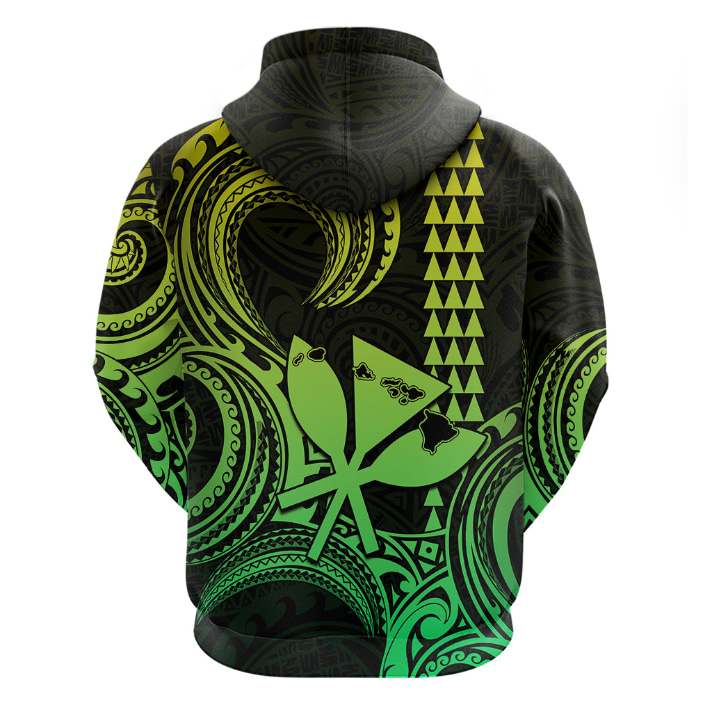 Custom Happy King Kamehameha Day Hawaii Hoodie Paradise of the Pacific Tribal Kakau with Kanaka Maoli - Lime LT9