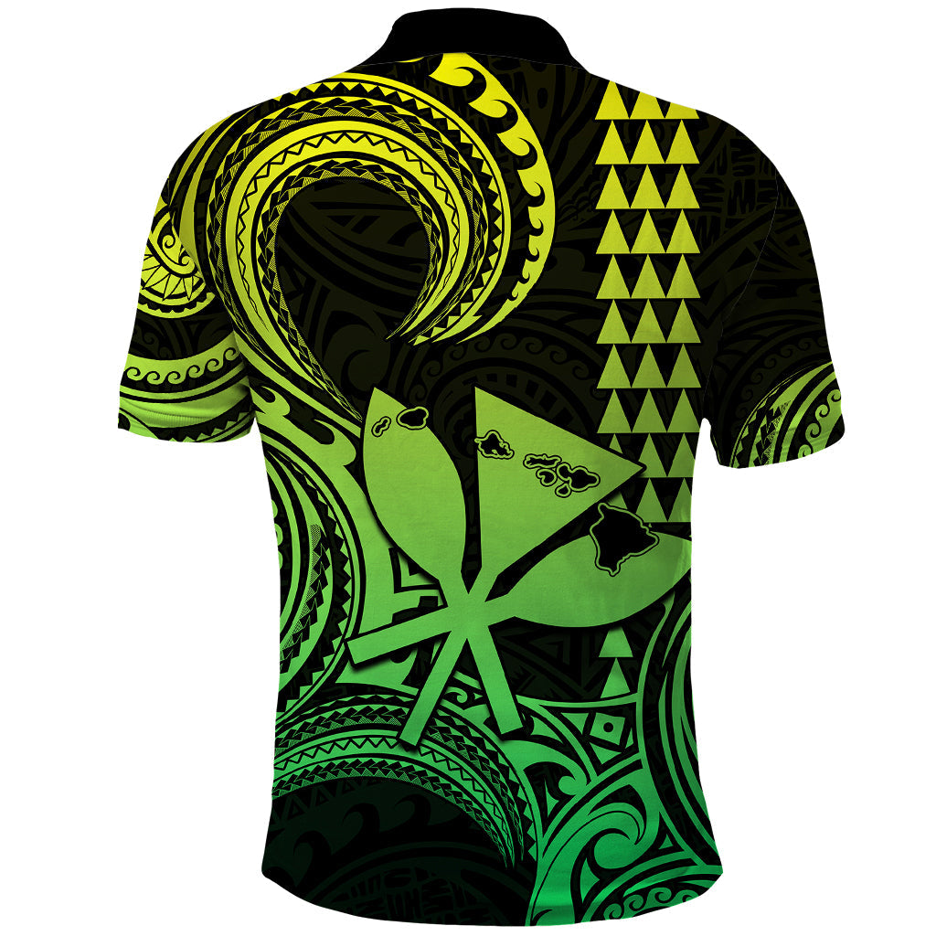 Custom Happy King Kamehameha Day Hawaii Polo Shirt Paradise of the Pacific Tribal Kakau with Kanaka Maoli - Lime LT9