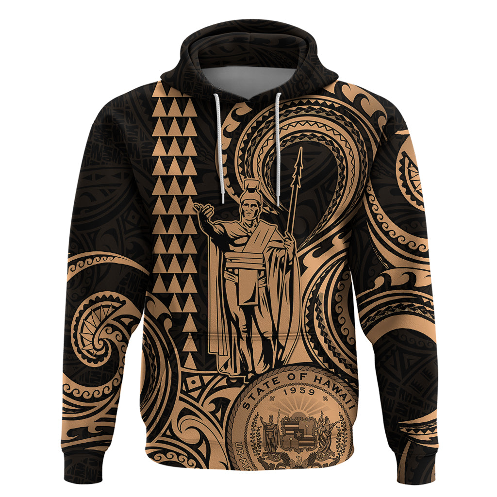 Custom Happy King Kamehameha Day Hawaii Hoodie Paradise of the Pacific Tribal Kakau with Kanaka Maoli - Nude LT9