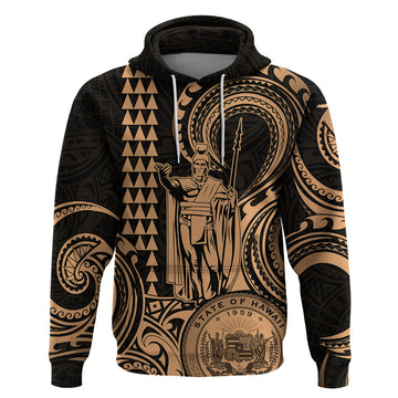 Custom Happy King Kamehameha Day Hawaii Hoodie Paradise of the Pacific Tribal Kakau with Kanaka Maoli - Nude LT9