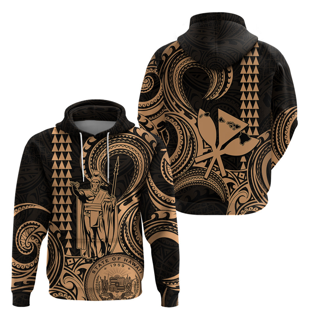 Custom Happy King Kamehameha Day Hawaii Hoodie Paradise of the Pacific Tribal Kakau with Kanaka Maoli - Nude LT9