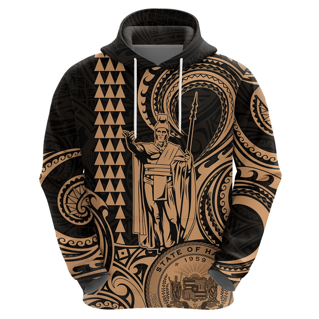 Custom Happy King Kamehameha Day Hawaii Hoodie Paradise of the Pacific Tribal Kakau with Kanaka Maoli - Nude LT9