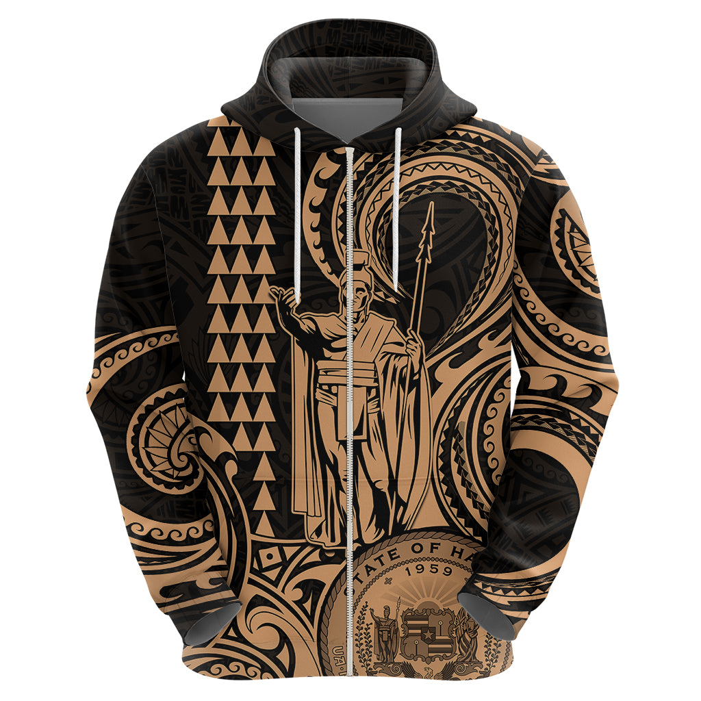 Custom Happy King Kamehameha Day Hawaii Hoodie Paradise of the Pacific Tribal Kakau with Kanaka Maoli - Nude LT9