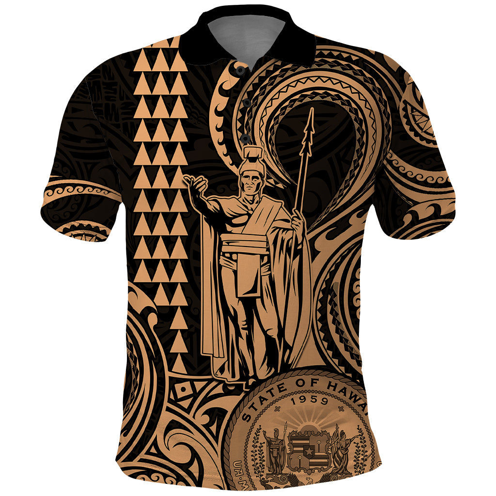 Custom Happy King Kamehameha Day Hawaii Polo Shirt Paradise of the Pacific Tribal Kakau with Kanaka Maoli - Nude LT9