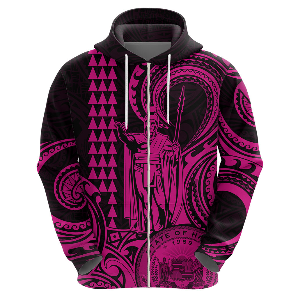 Custom Happy King Kamehameha Day Hawaii Hoodie Paradise of the Pacific Tribal Kakau with Kanaka Maoli - Pink LT9