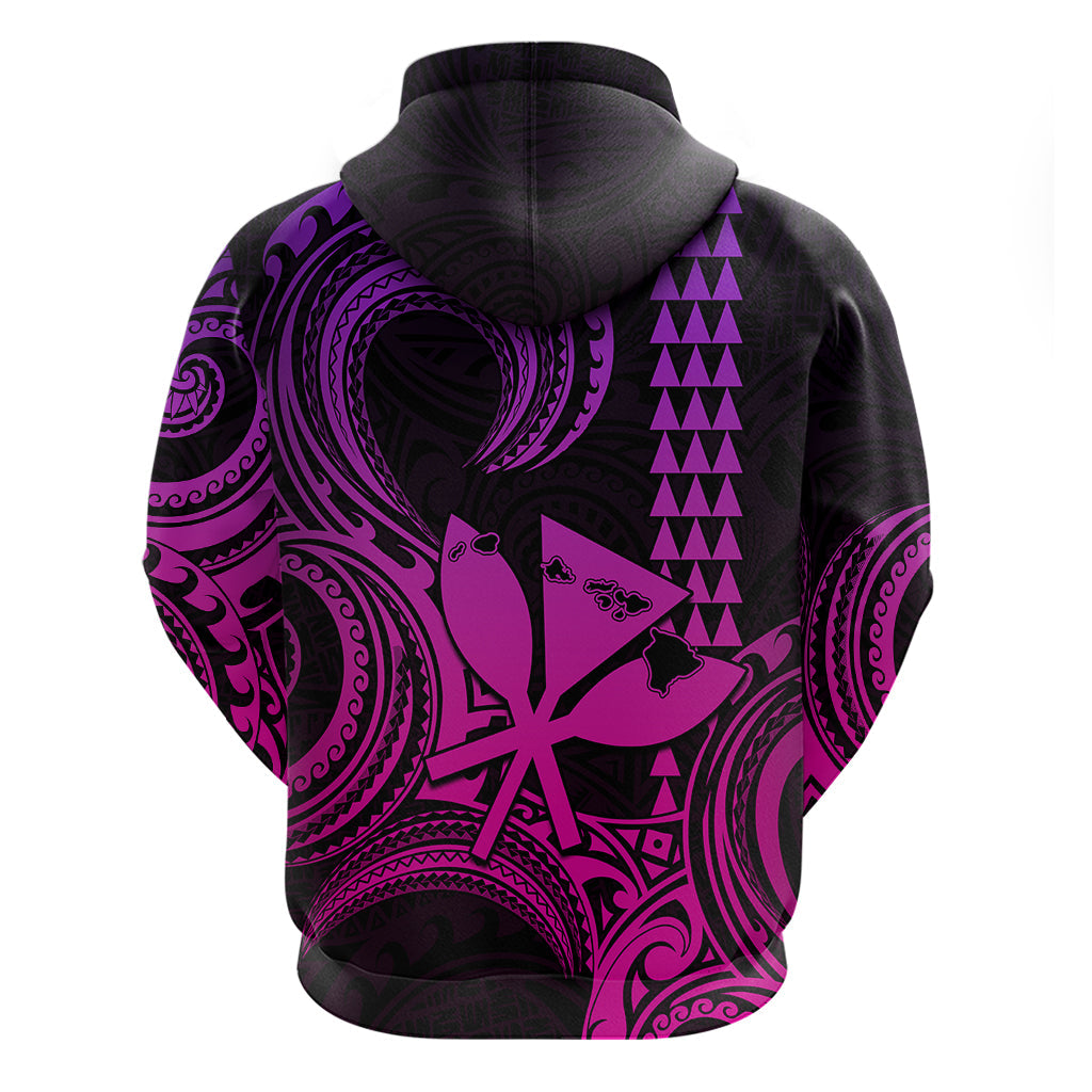 Custom Happy King Kamehameha Day Hawaii Hoodie Paradise of the Pacific Tribal Kakau with Kanaka Maoli - Pink Gradient LT9