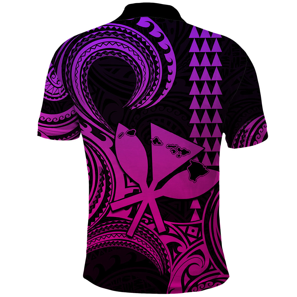 Custom Happy King Kamehameha Day Hawaii Polo Shirt Paradise of the Pacific Tribal Kakau with Kanaka Maoli - Pink Gradient LT9