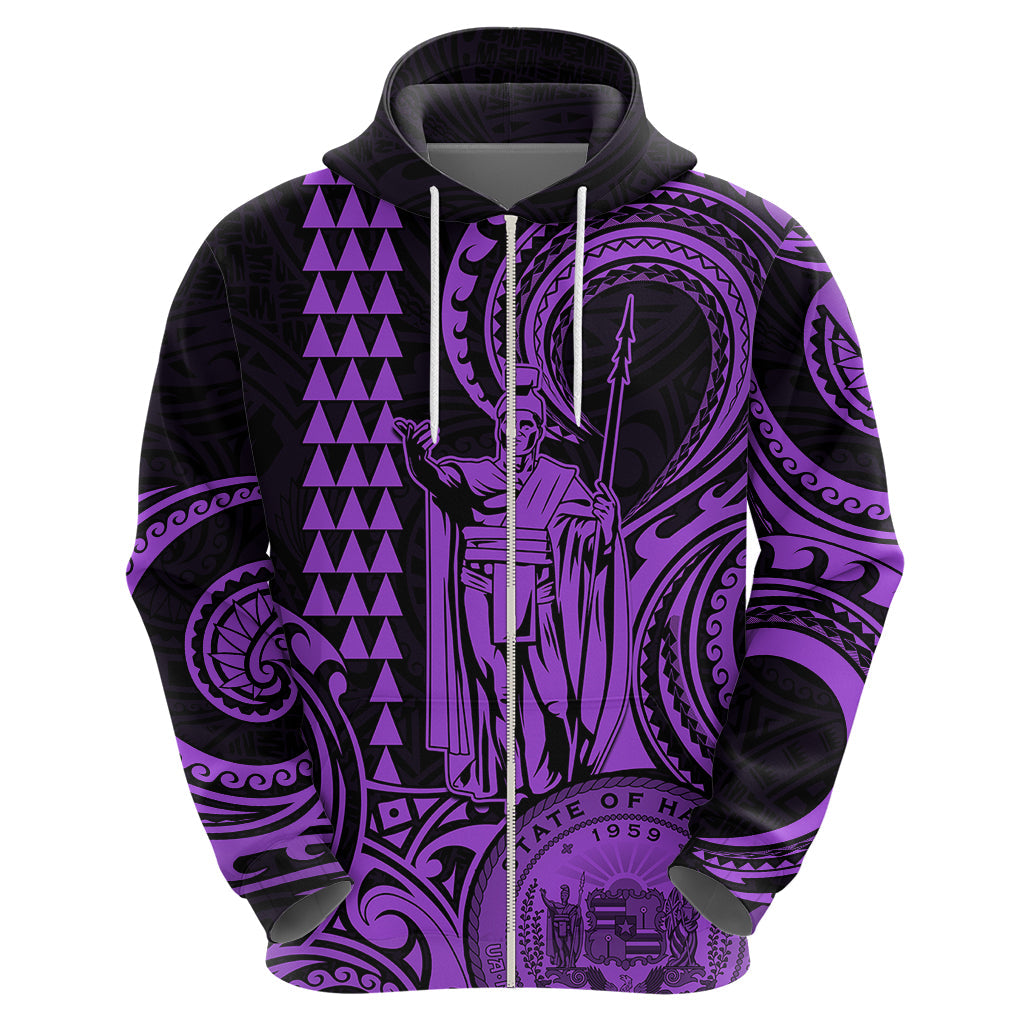 Custom Happy King Kamehameha Day Hawaii Hoodie Paradise of the Pacific Tribal Kakau with Kanaka Maoli - Purple LT9