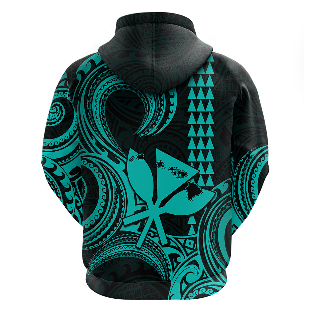 Custom Happy King Kamehameha Day Hawaii Hoodie Paradise of the Pacific Tribal Kakau with Kanaka Maoli - Turquoise LT9