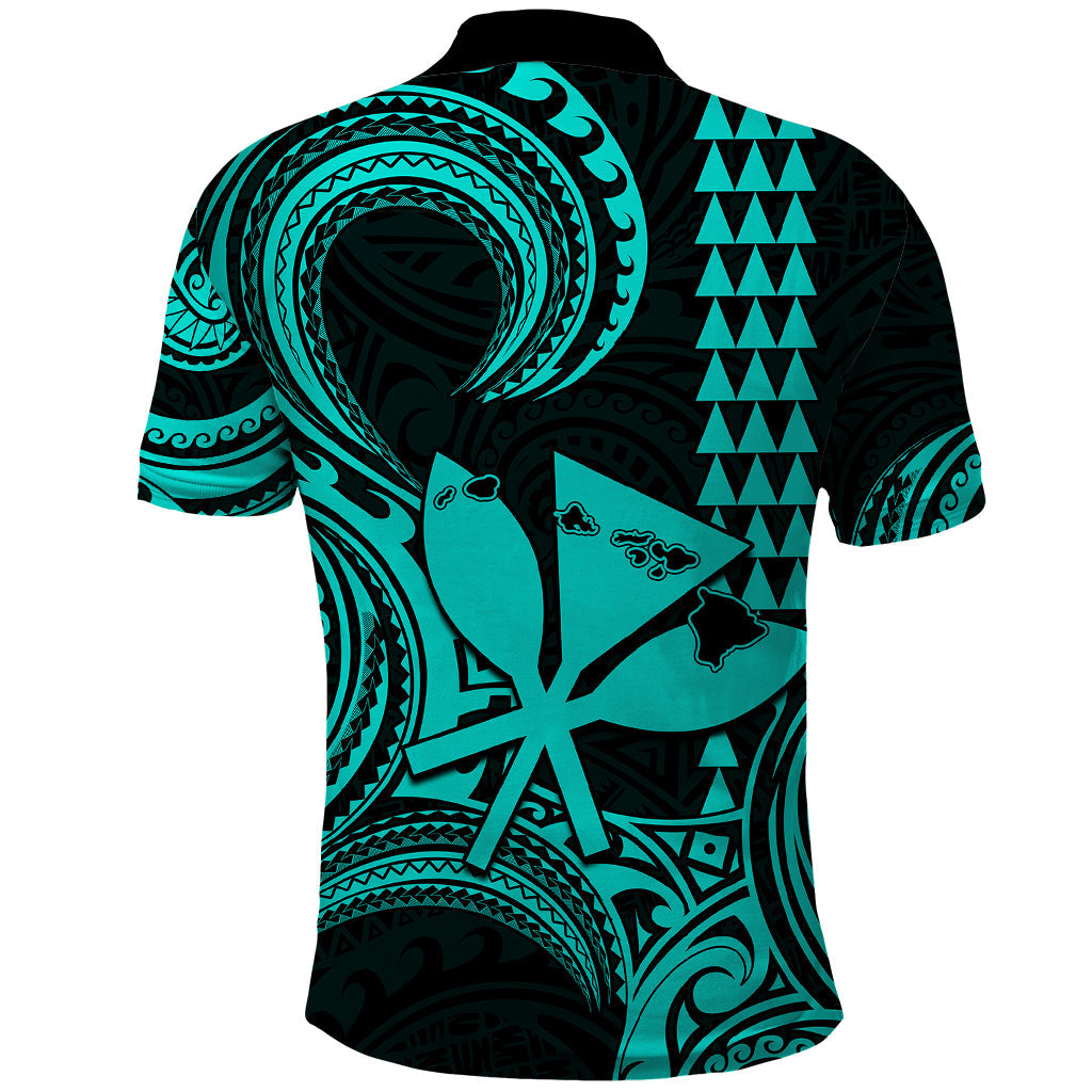 Custom Happy King Kamehameha Day Hawaii Polo Shirt Paradise of the Pacific Tribal Kakau with Kanaka Maoli - Turquoise LT9