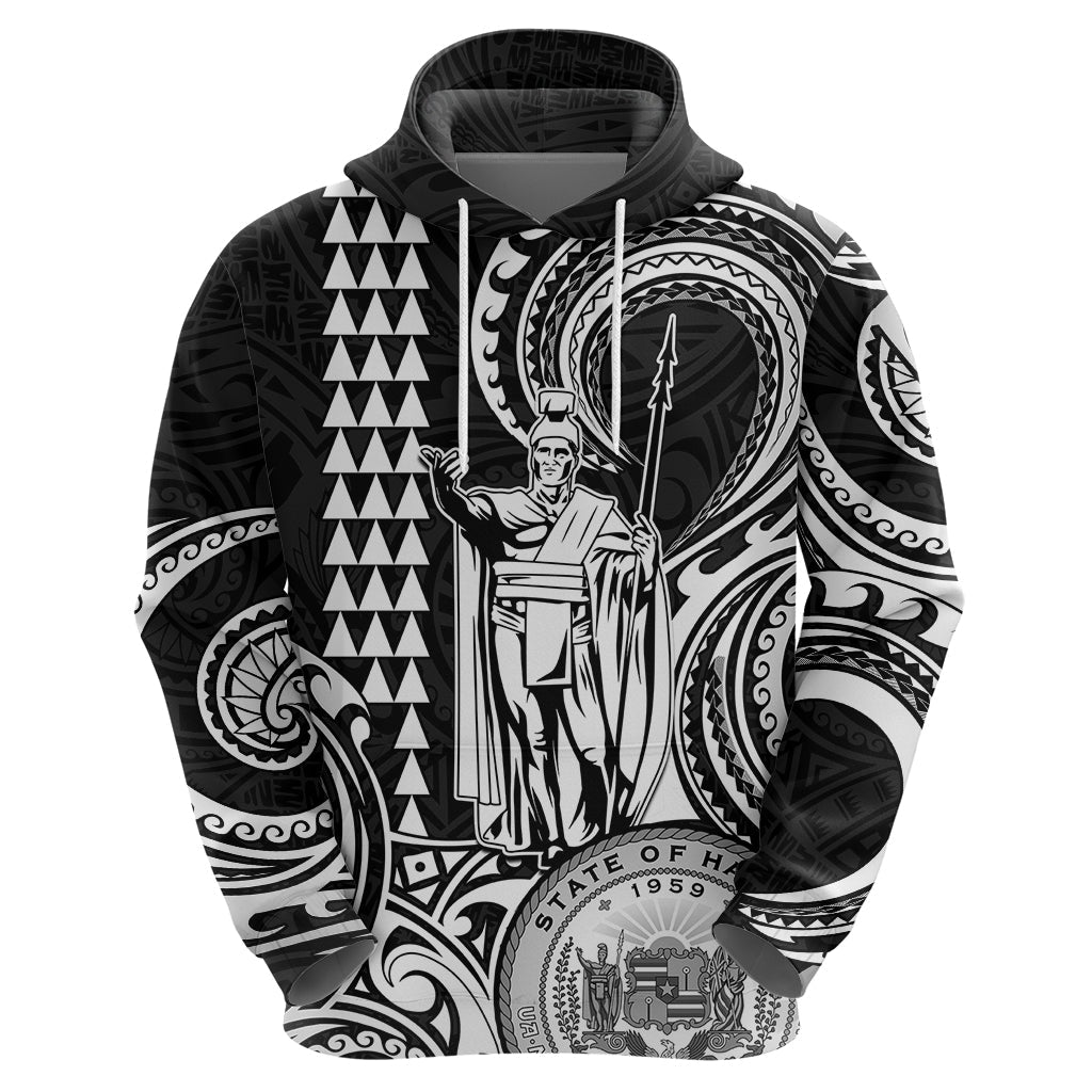 Custom Happy King Kamehameha Day Hawaii Hoodie Paradise of the Pacific Tribal Kakau with Kanaka Maoli - White LT9