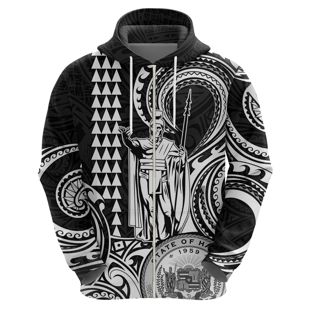 Custom Happy King Kamehameha Day Hawaii Hoodie Paradise of the Pacific Tribal Kakau with Kanaka Maoli - White LT9