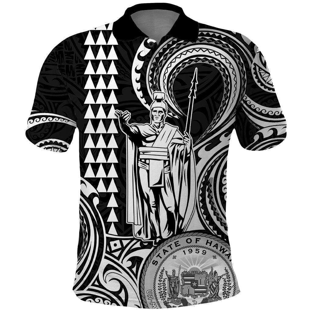 Custom Happy King Kamehameha Day Hawaii Polo Shirt Paradise of the Pacific Tribal Kakau with Kanaka Maoli - White LT9