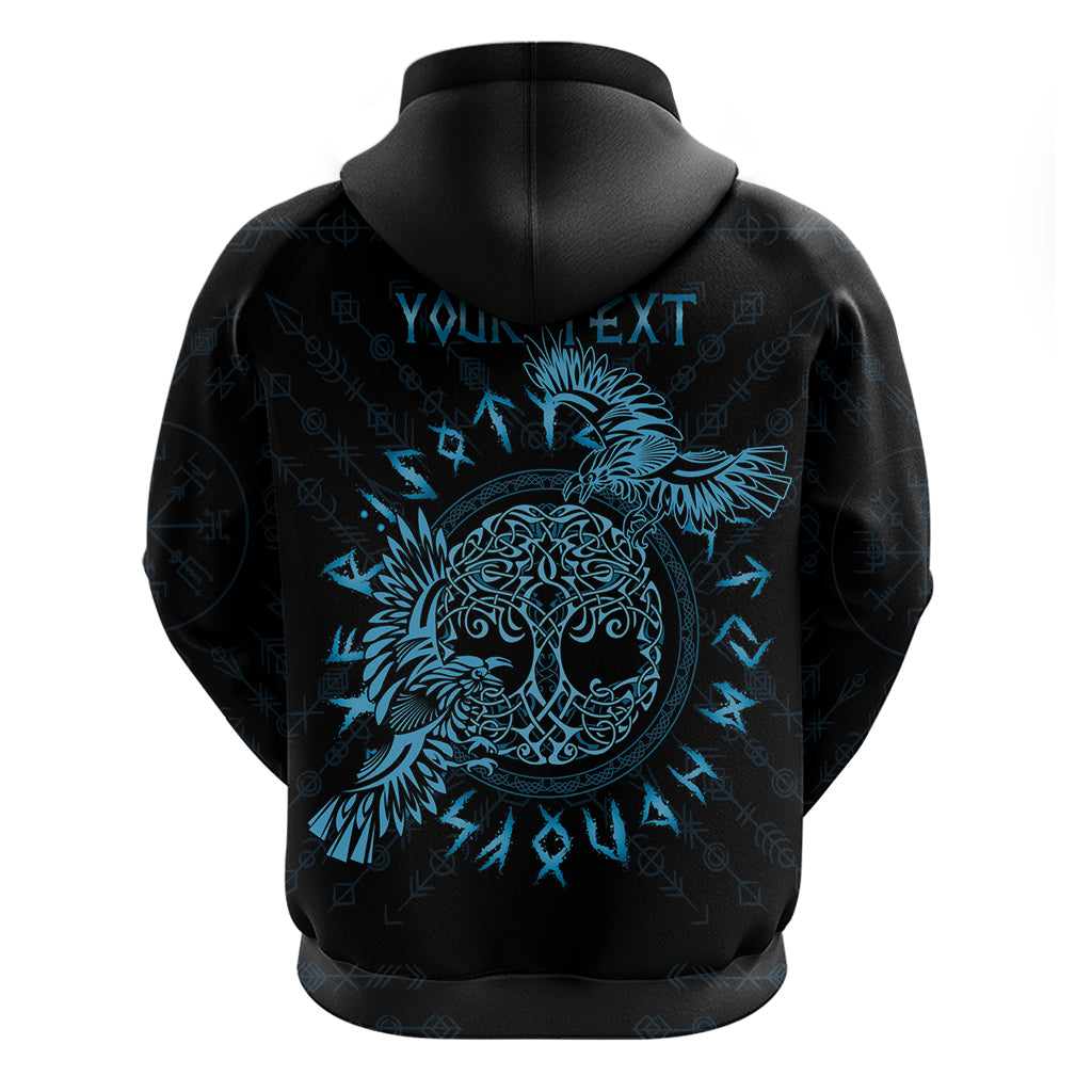 Personalized Odin's Celtic Raven Hoodie Blue Scandinavian Tattoo LT9