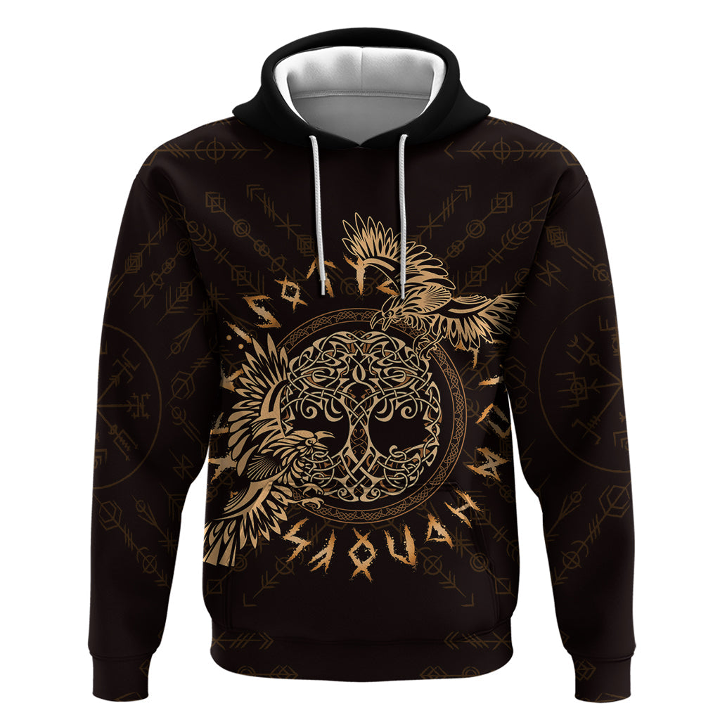 Personalized Odin's Celtic Raven Hoodie Gold Scandinavian Tattoo LT9