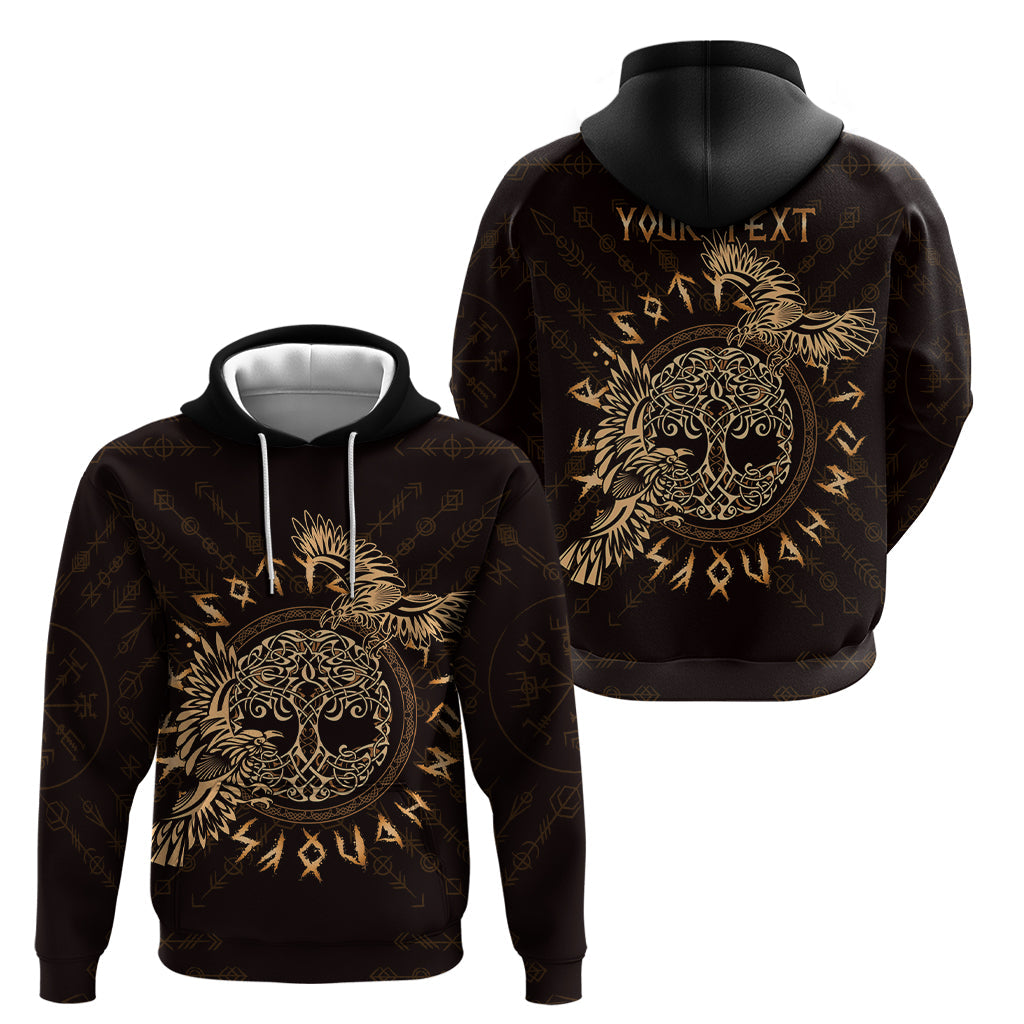 Personalized Odin's Celtic Raven Hoodie Gold Scandinavian Tattoo LT9