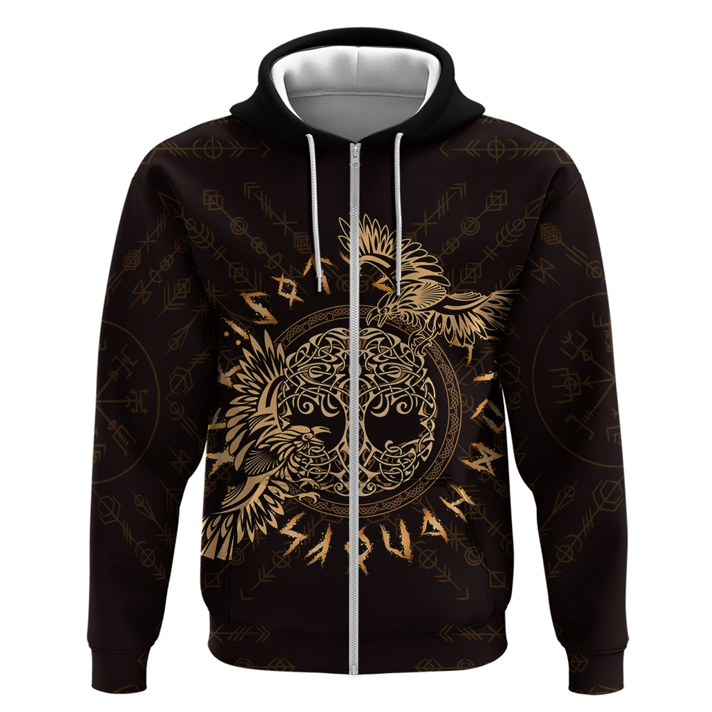 Personalized Odin's Celtic Raven Hoodie Gold Scandinavian Tattoo LT9