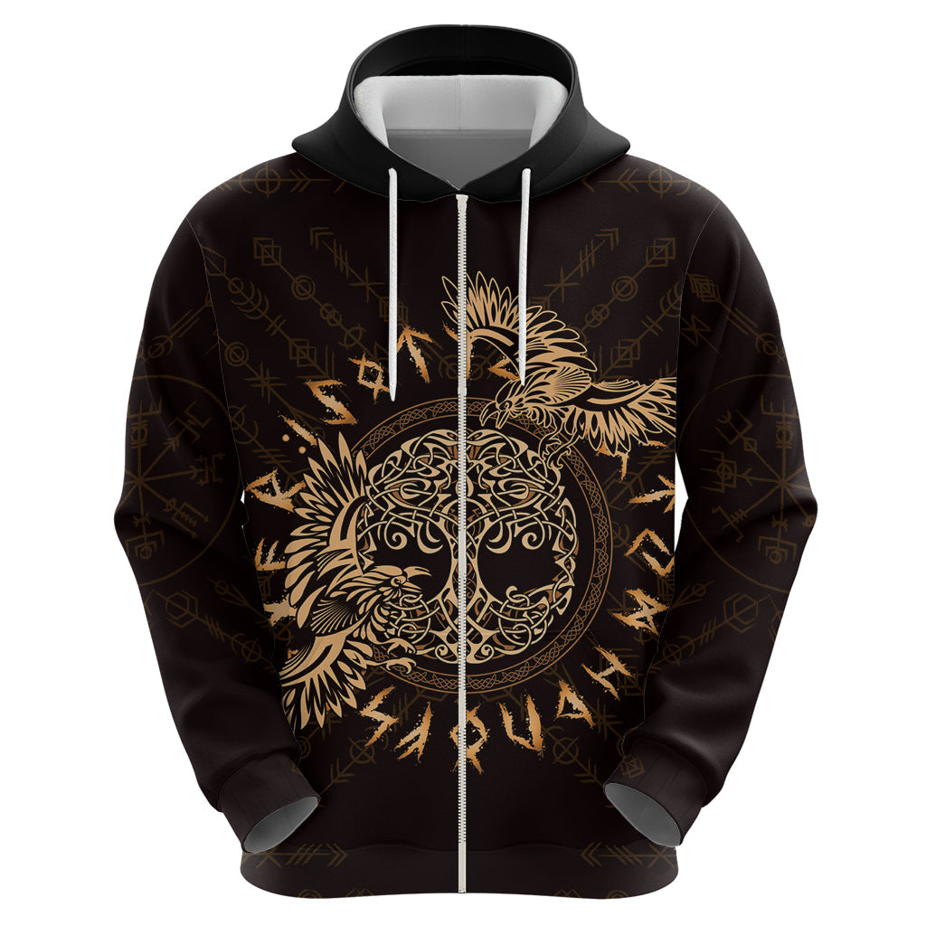 Personalized Odin's Celtic Raven Hoodie Gold Scandinavian Tattoo LT9