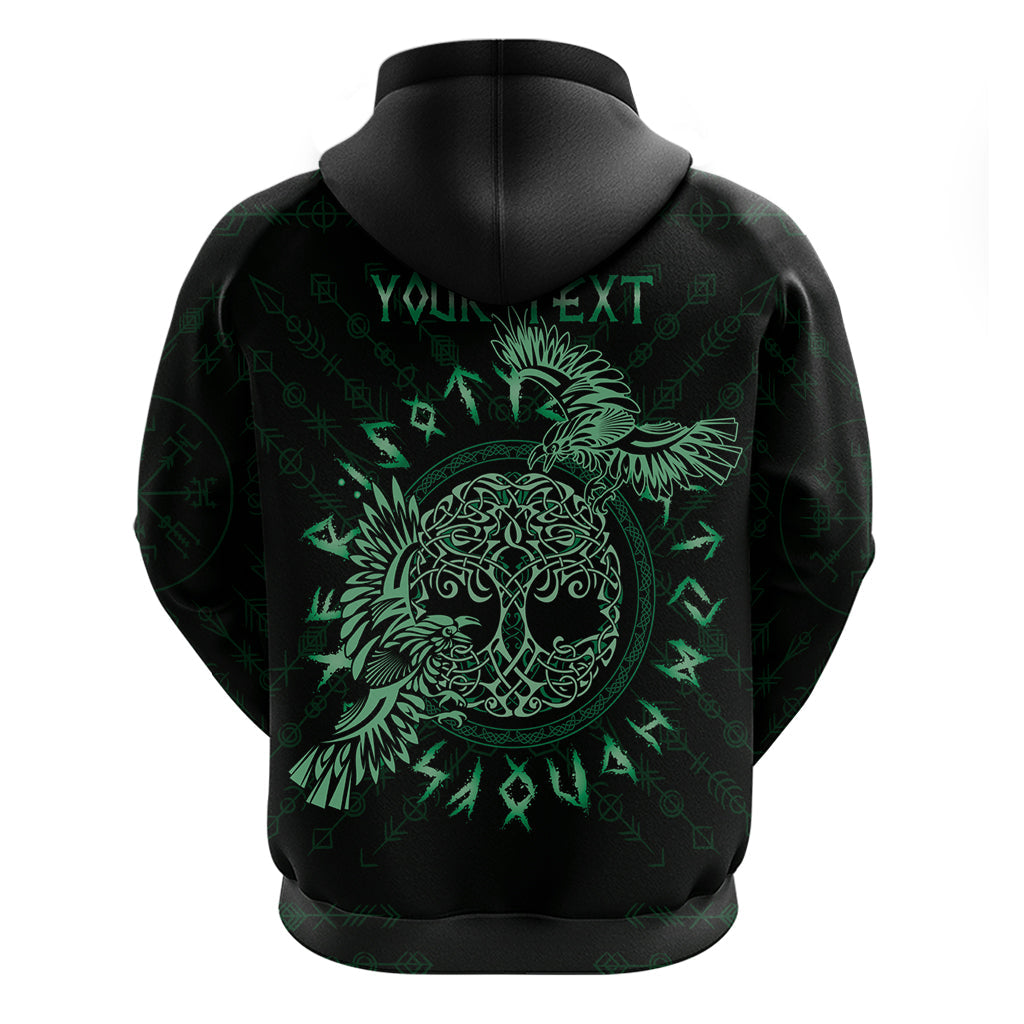 Personalized Odin's Celtic Raven Hoodie Green Scandinavian Tattoo LT9