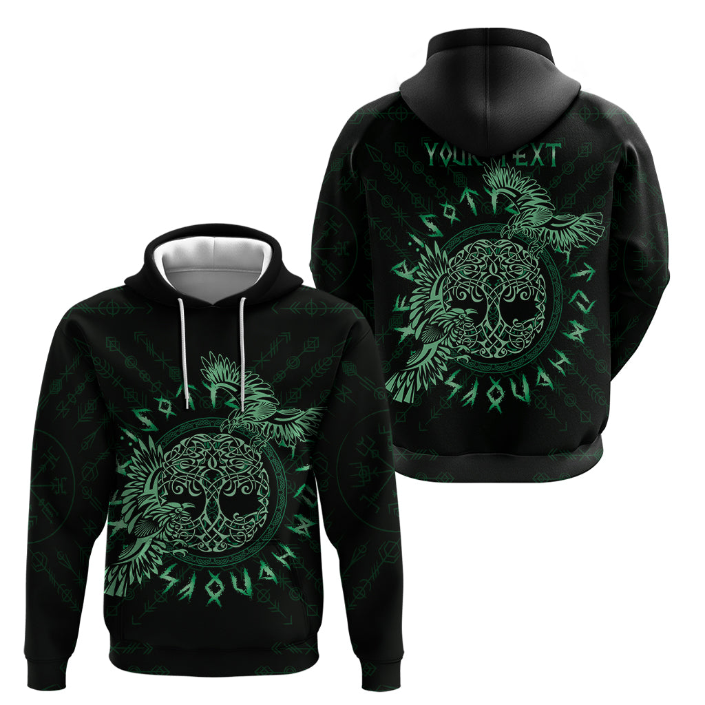 Personalized Odin's Celtic Raven Hoodie Green Scandinavian Tattoo LT9