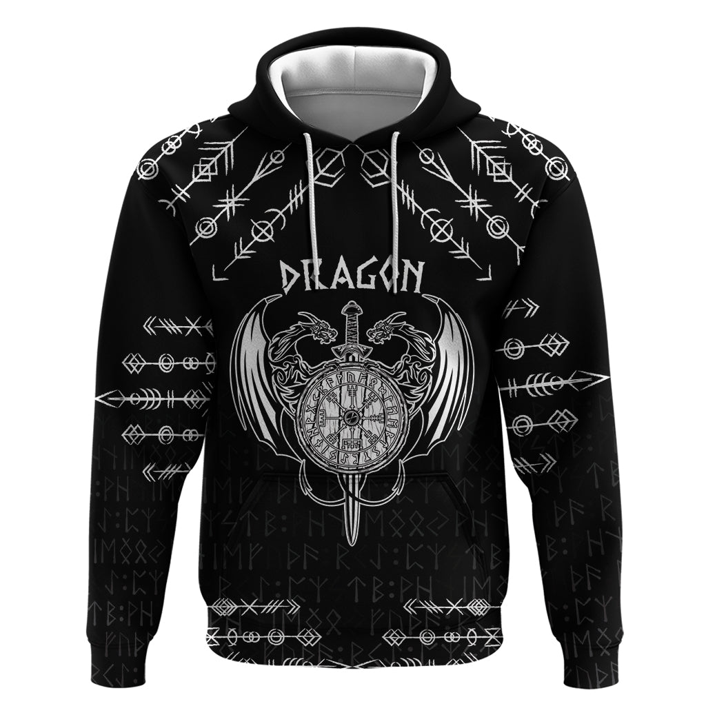 Personalized Viking Dragon Hoodie with Sword Black Scandinavian Tattoo LT9