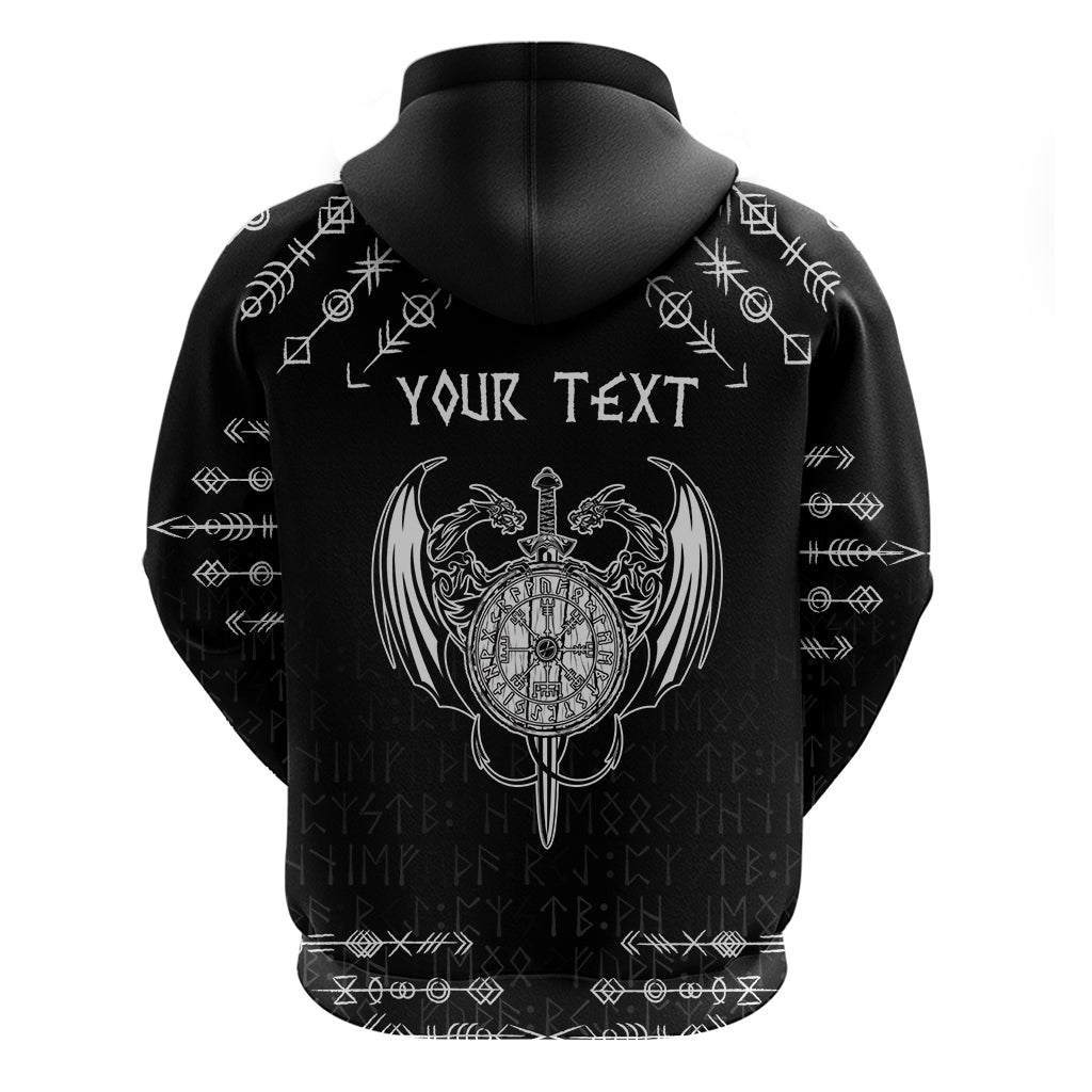 Personalized Viking Dragon Hoodie with Sword Black Scandinavian Tattoo LT9