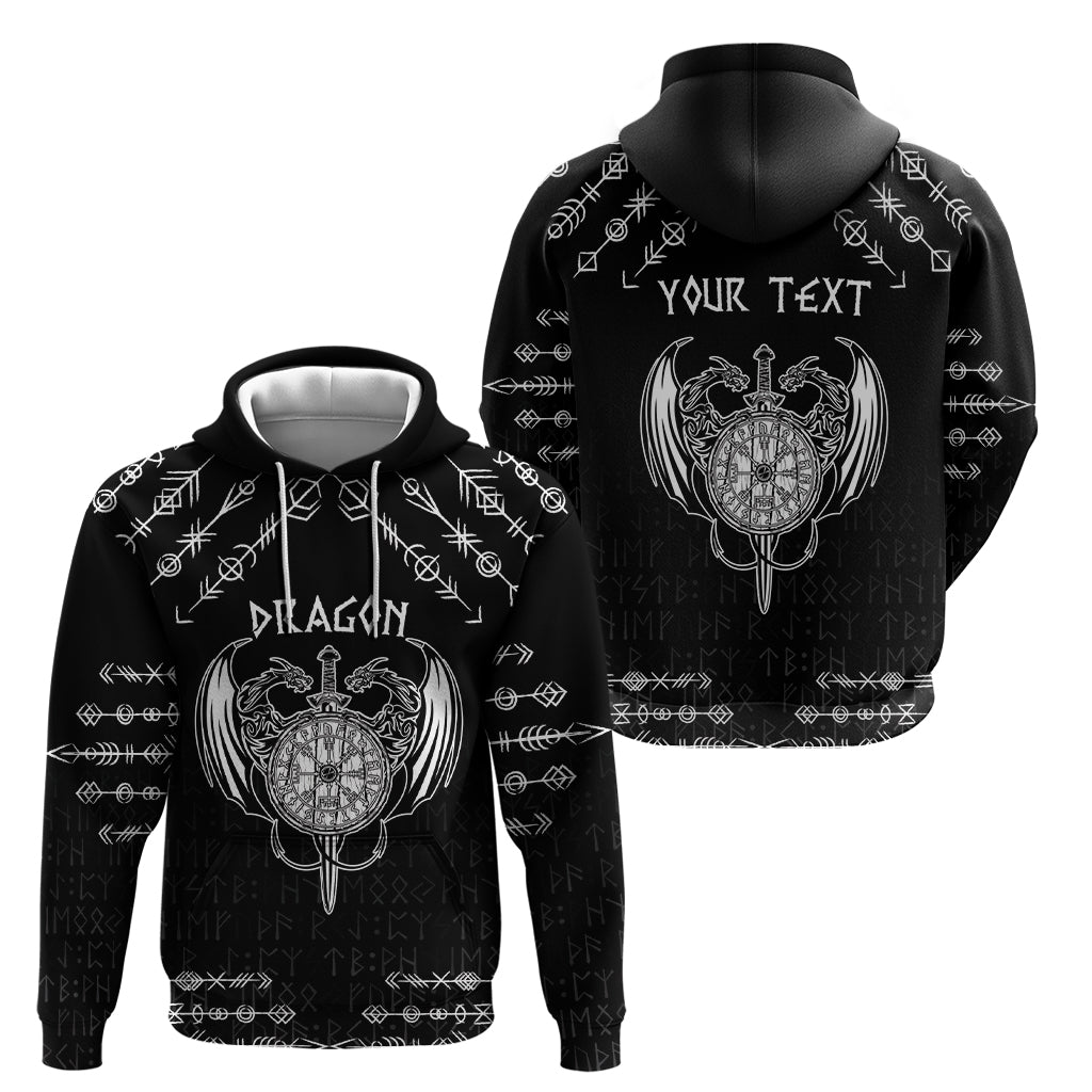 Personalized Viking Dragon Hoodie with Sword Black Scandinavian Tattoo LT9