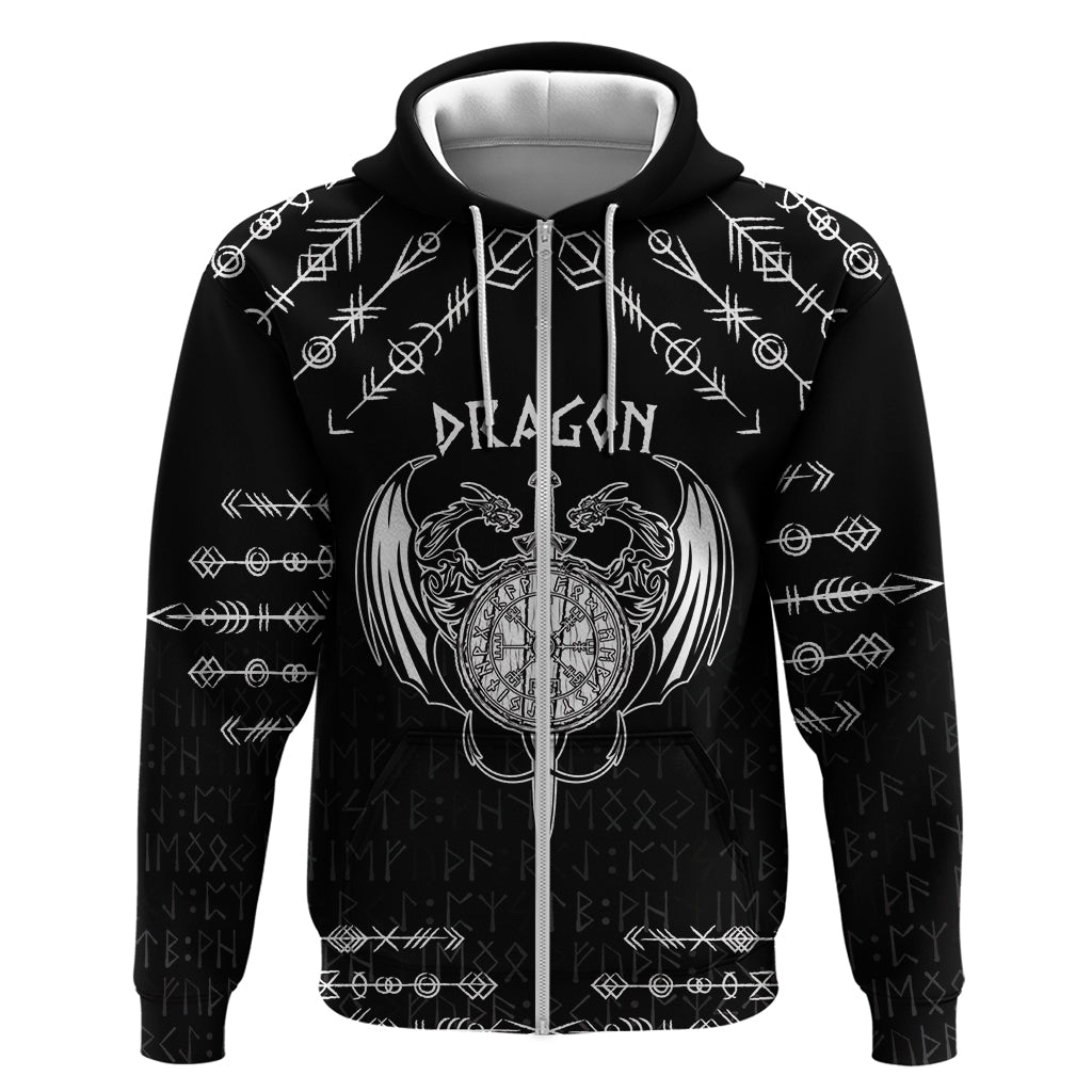 Personalized Viking Dragon Hoodie with Sword Black Scandinavian Tattoo LT9