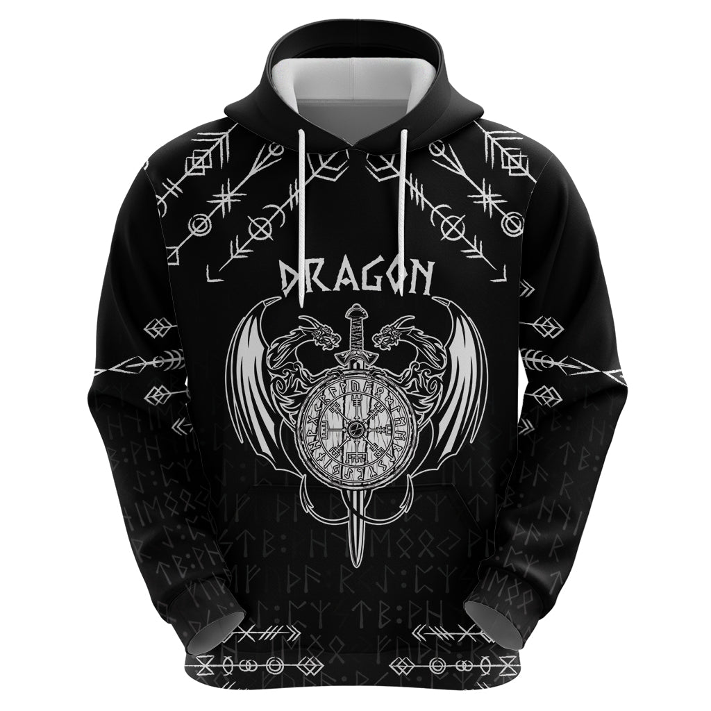 Personalized Viking Dragon Hoodie with Sword Black Scandinavian Tattoo LT9