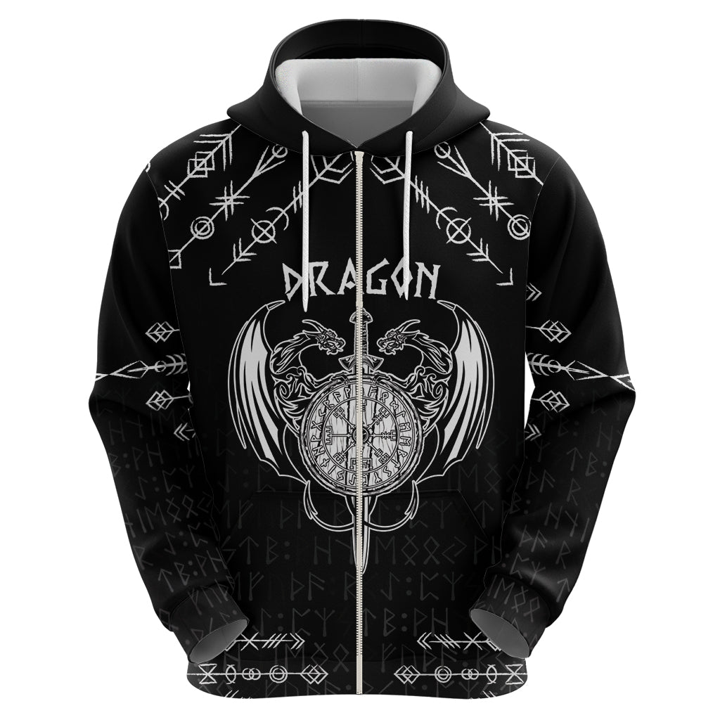 Personalized Viking Dragon Hoodie with Sword Black Scandinavian Tattoo LT9