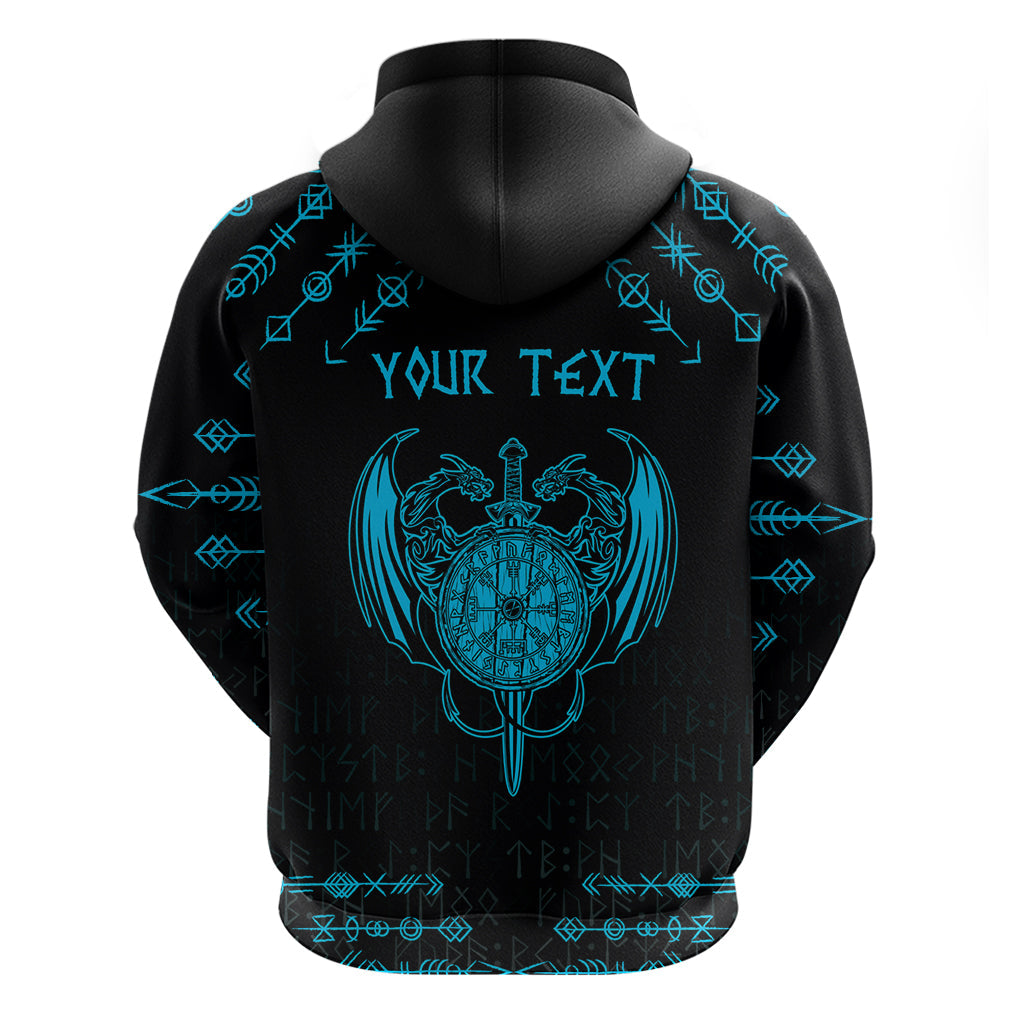 Personalized Viking Dragon Hoodie with Sword Blue Scandinavian Tattoo LT9