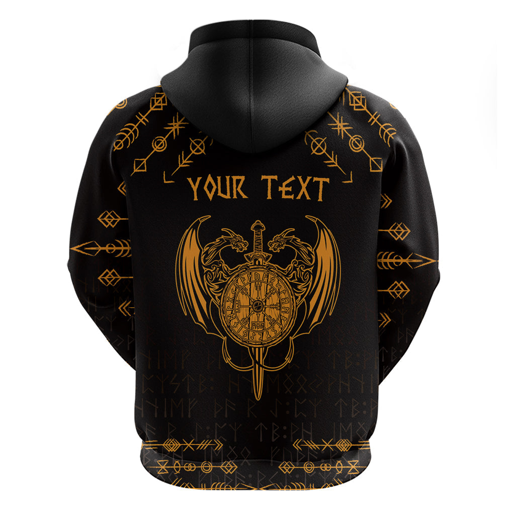 Personalized Viking Dragon Hoodie with Sword Gold Scandinavian Tattoo LT9