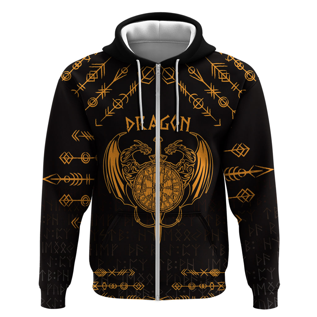 Personalized Viking Dragon Hoodie with Sword Gold Scandinavian Tattoo LT9