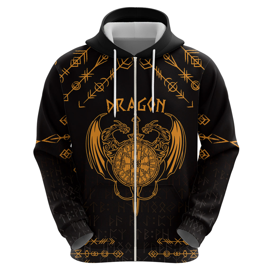Personalized Viking Dragon Hoodie with Sword Gold Scandinavian Tattoo LT9