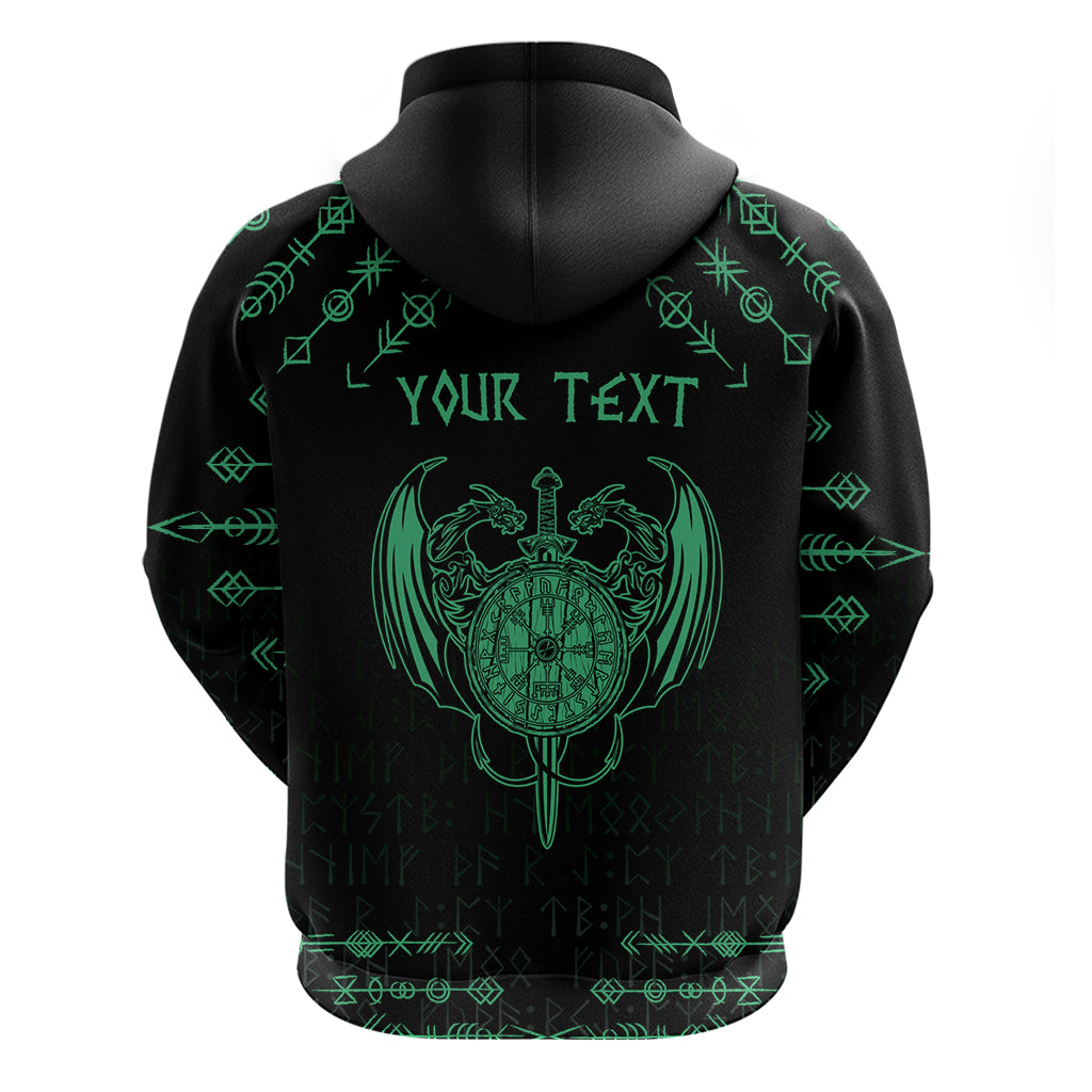 Personalized Viking Dragon Hoodie with Sword Green Scandinavian Tattoo LT9