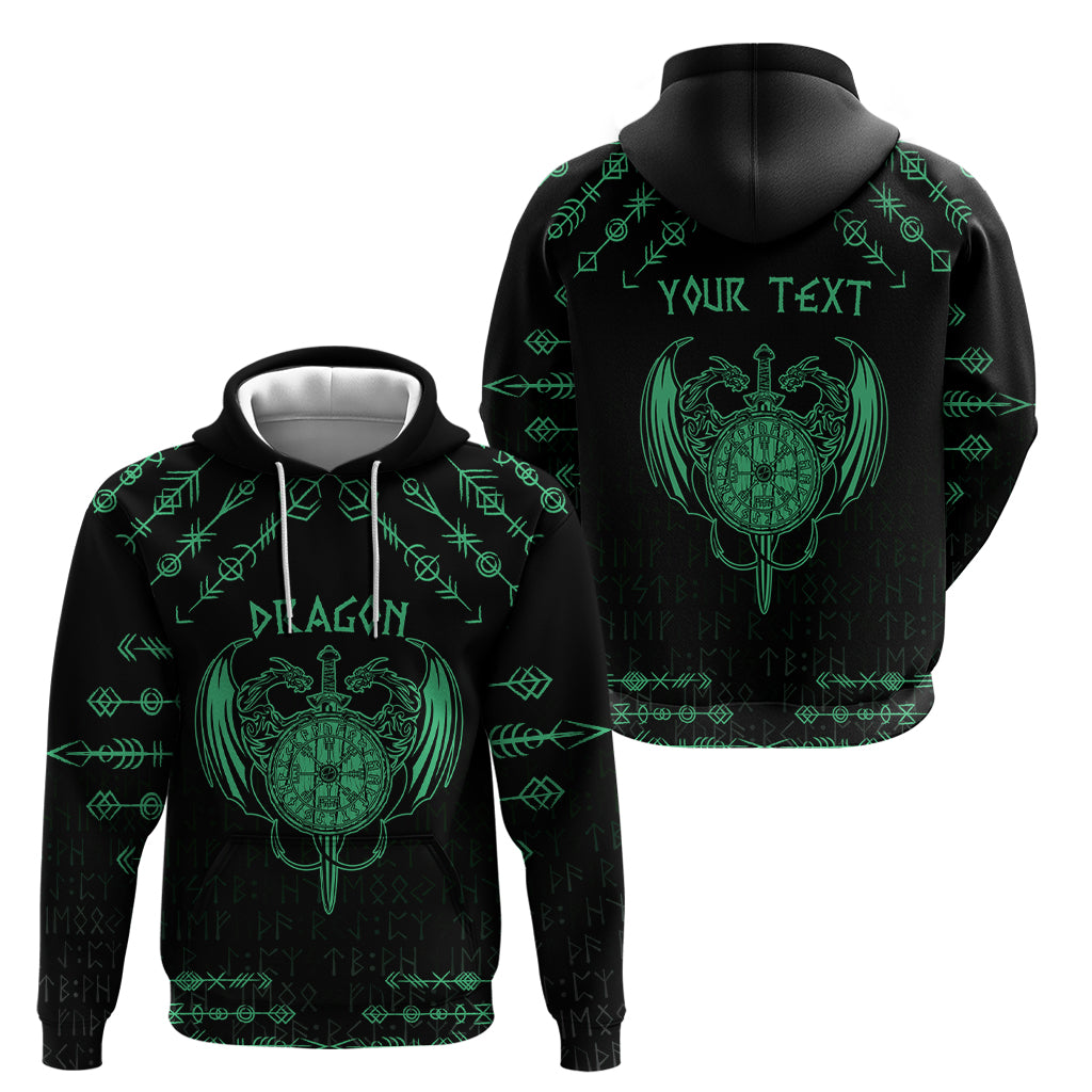 Personalized Viking Dragon Hoodie with Sword Green Scandinavian Tattoo LT9