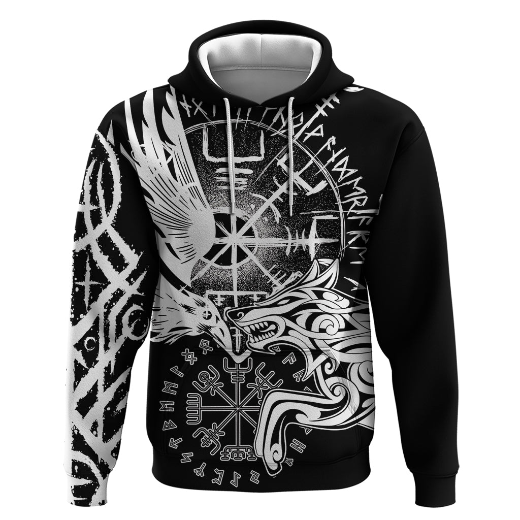 Vikings Raven and Wolf Hoodie with Aegishjalmur Unique LT9