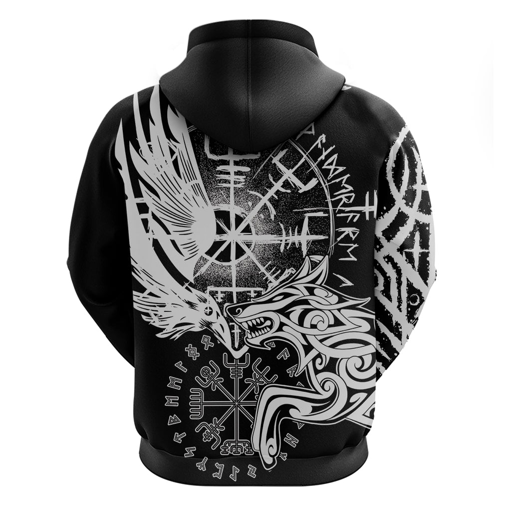 Vikings Raven and Wolf Hoodie with Aegishjalmur Unique LT9