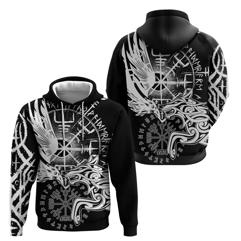Vikings Raven and Wolf Hoodie with Aegishjalmur Unique LT9