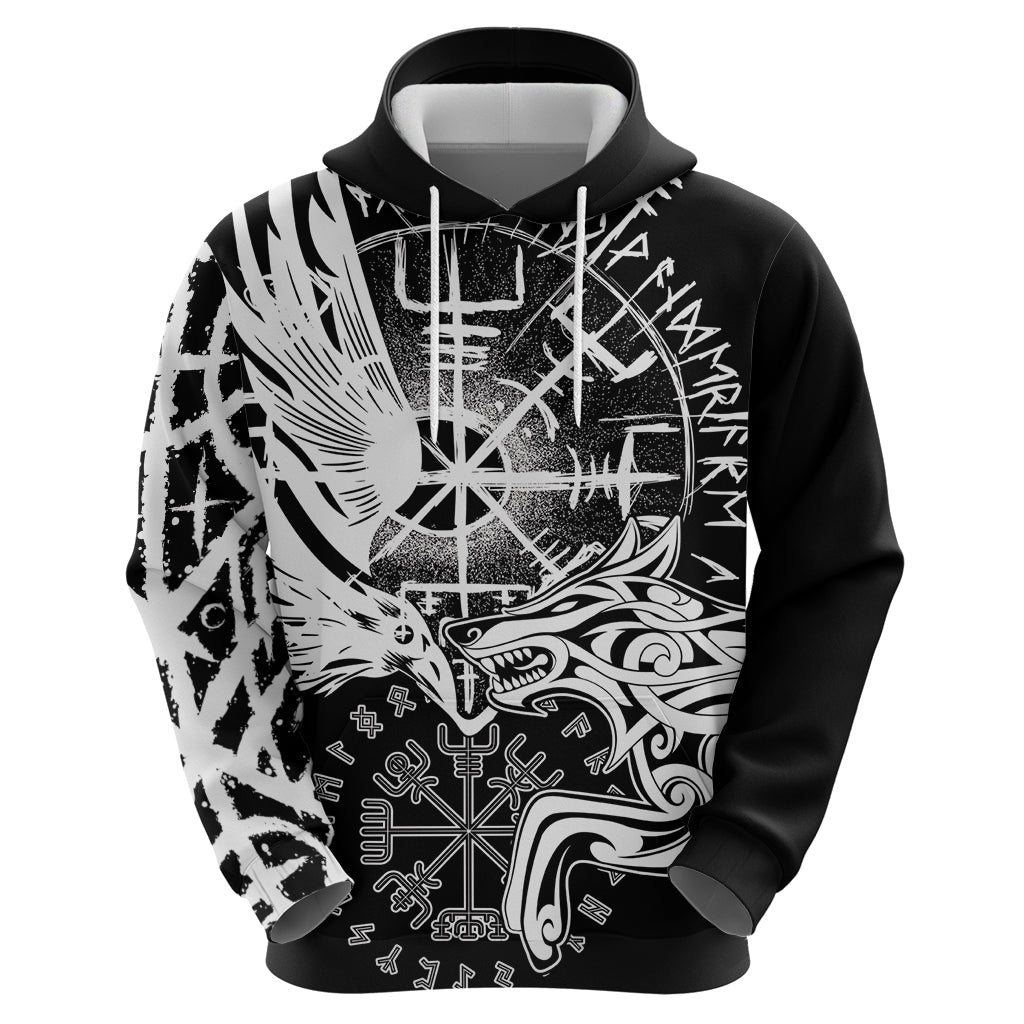 Vikings Raven and Wolf Hoodie with Aegishjalmur Unique LT9