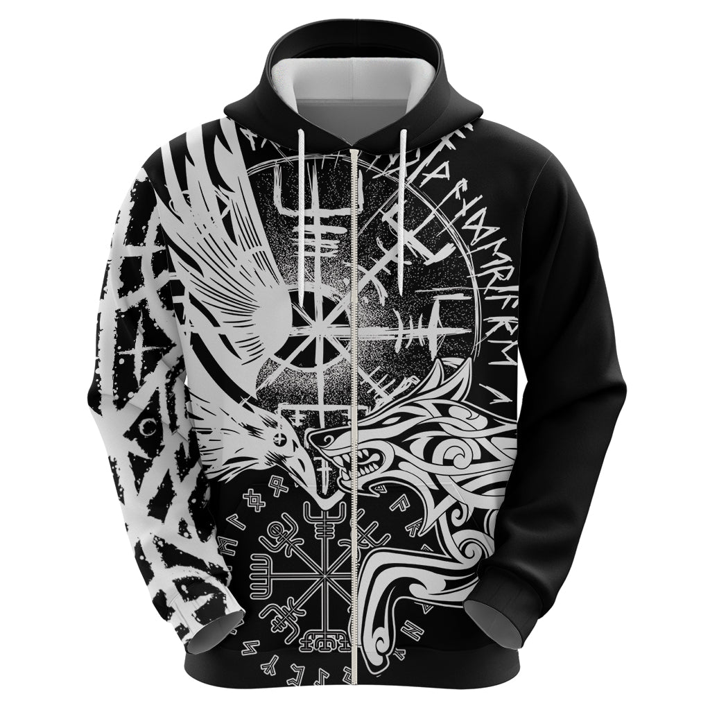 Vikings Raven and Wolf Hoodie with Aegishjalmur Unique LT9
