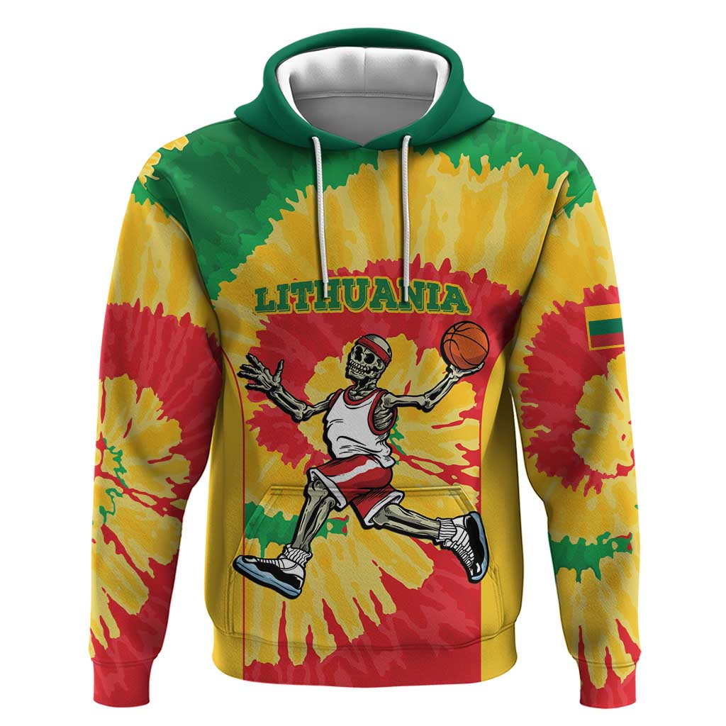 Lithuania Basketball Skeleton Personalized Hoodie Skullman Lithuania Tie Dye LT9