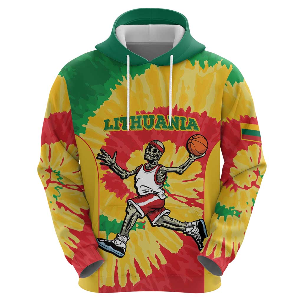 Lithuania Basketball Skeleton Personalized Hoodie Skullman Lithuania Tie Dye LT9